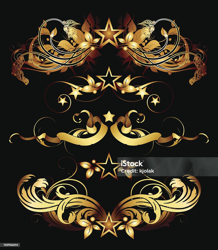 Conjunto de elementos de design de ouro - Vetor de Brasão de armas royalty-free