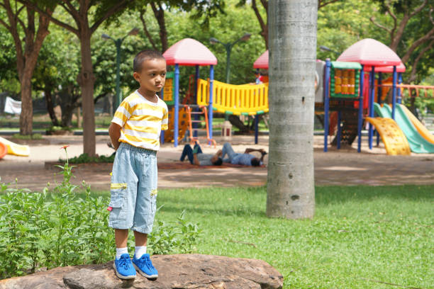 happy boy playing in the park