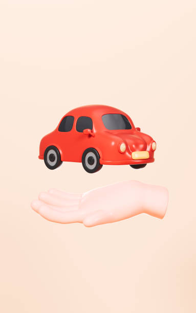 istock Cartoon car with yellow background, model car, 3d rendering. 1559591025