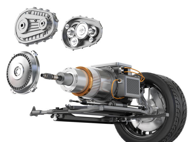 istock Exploded view of  Electric Vehicle Motor mounted on chassis 1559628632