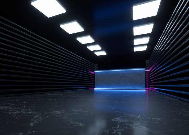 istock Abstract Futuristic Geometric Neon Light Background 1559633905