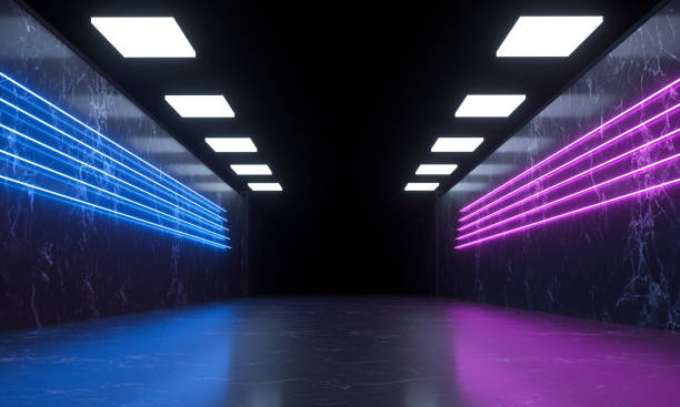 istock Abstract Futuristic Geometric Neon Light Background 1559639522