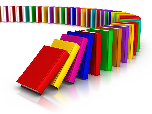 istock Row of Colourful Books Domino Effect 155964726