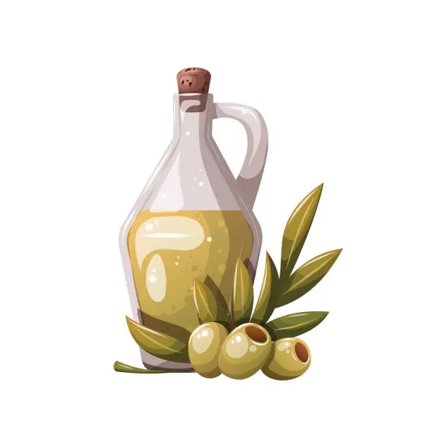 Vector illustration of Glass bottle with olive oil.