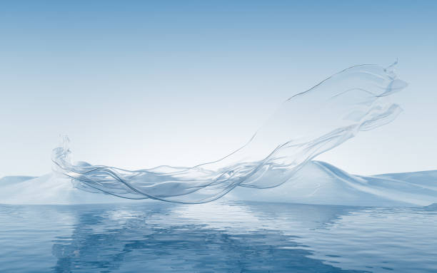 istock Flowing transparent cloth with water surface, 3d rendering. 1559669960