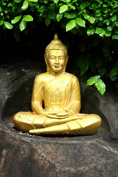 Goldenen Buddha-statue im Garten – Foto
