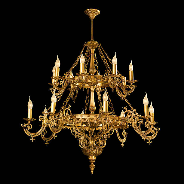 istock Vintage chandelier on black 155969266