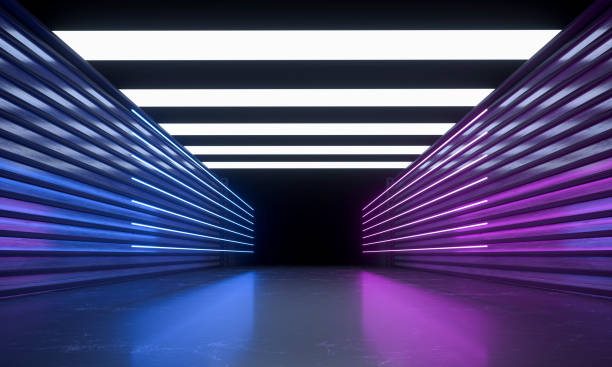 istock Abstract Futuristic Geometric Neon Light Background 1559698009