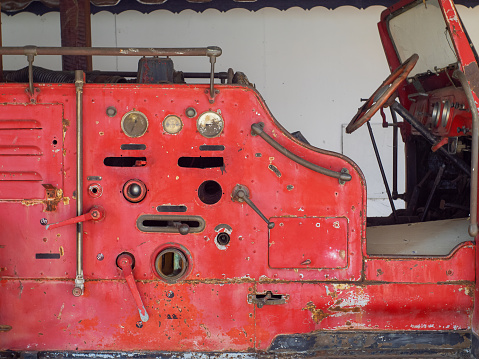 Fragment of old fire truck in Chiangmai Thailand