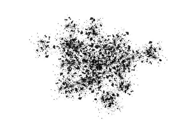 istock Black ink splatter background, isolated on white background. 1559700100