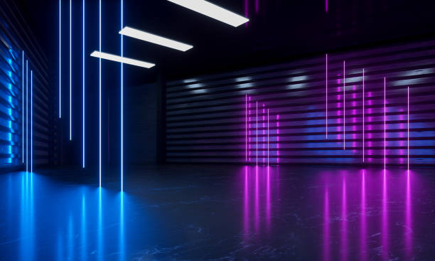 istock Abstract Futuristic Geometric Neon Light Background 1559700356