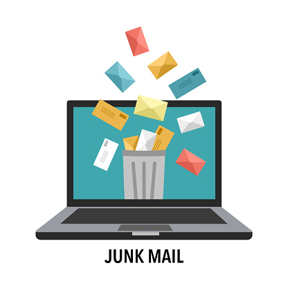 Windows Junk Mail Junk Mail On Computer Screen In Flat Design On White Background Spam ...