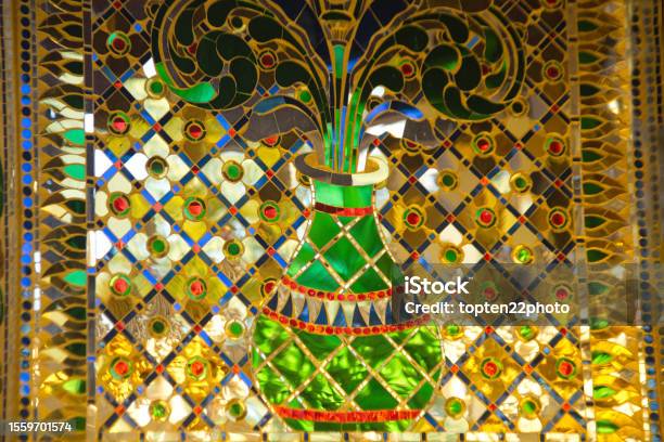 Texture And Background Of Vases And Flowers Inside At Phra Maha Rattana Loha Jedi Sri Sasana Phothisat Sawang Boon At Wat Phra Sawang Boon Stock Photo - Download Image Now