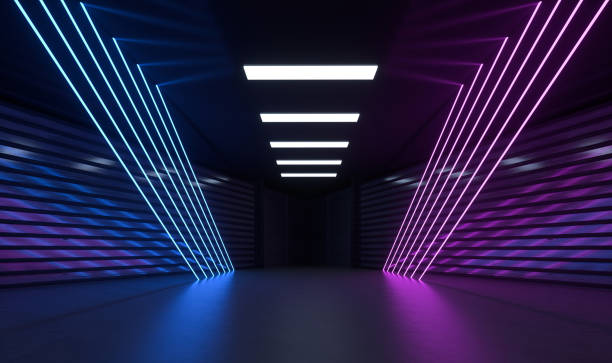 istock Abstract Futuristic Geometric Neon Light Background 1559701828