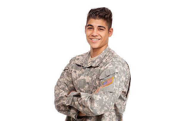 istock Happy serviceman with his arms crossed 155970929