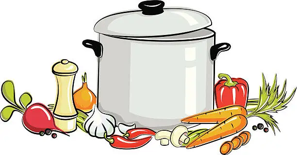 Vector illustration of Pot of soup