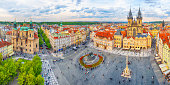 Panoramic Image of Old Town Square of Prague and Church of Our Lady Before Týn