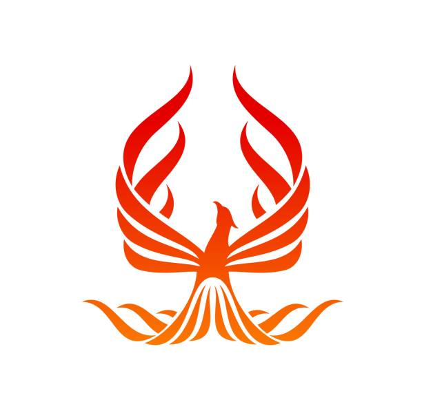 ilustrações de stock, clip art, desenhos animados e ícones de phoenix bird or firebird icon, fire flame wings - phoenix fire tattoo bird