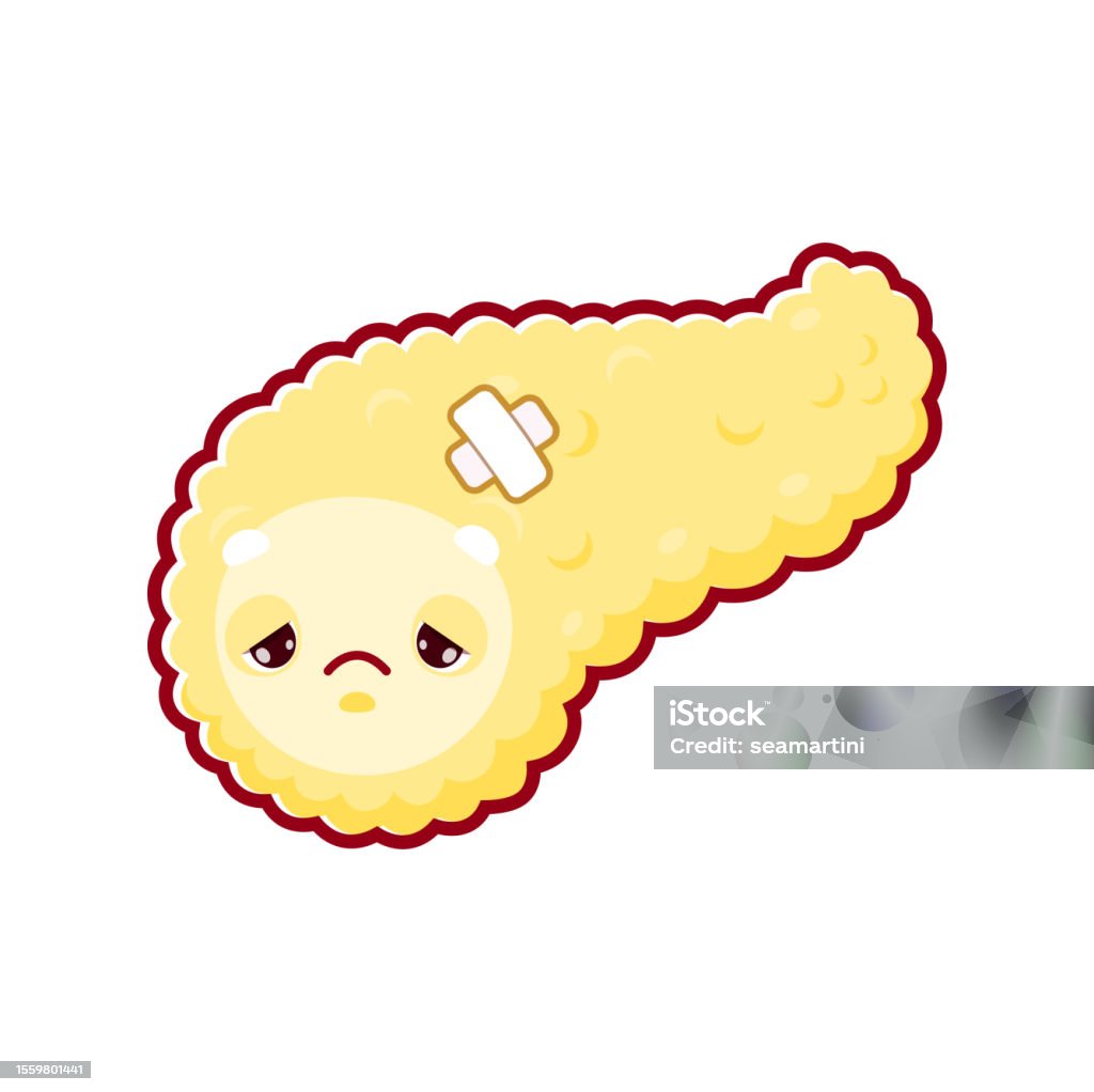 Cartoon Sick Pancreas Body Organ Character Stock Illustration