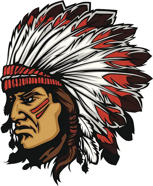 Vector illustration of Indian Chief Mascot Head Vector Graphic