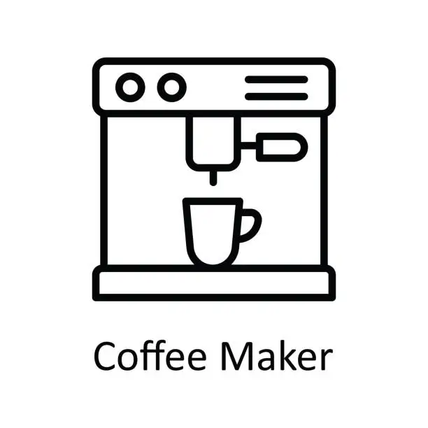 Vector illustration of Coffee Maker Vector outline Icon Design illustration. Food and drinks Symbol on White background EPS 10 File