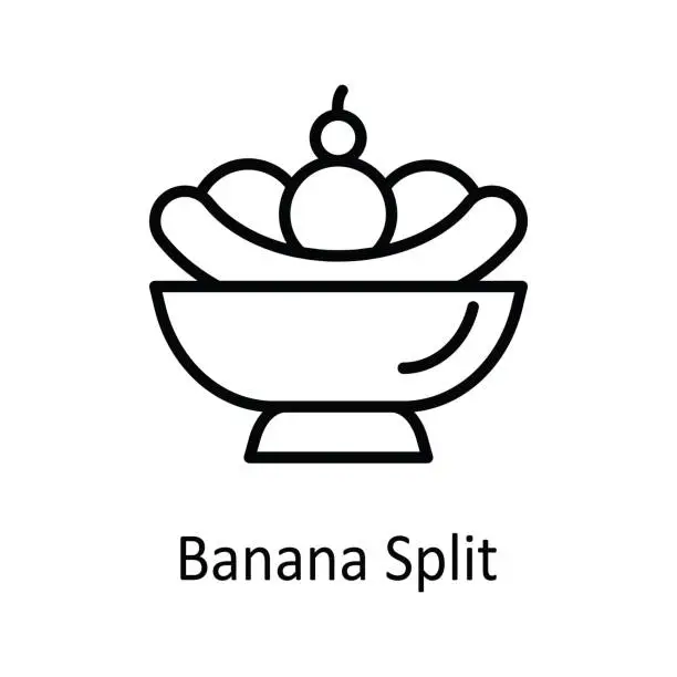 Vector illustration of Banana Split Vector outline Icon Design illustration. Food and drinks Symbol on White background EPS 10 File