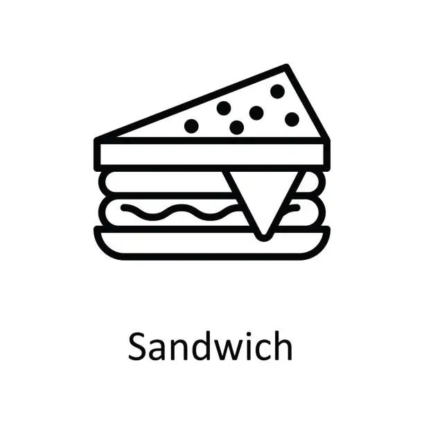 Vector illustration of Sandwich Vector outline Icon Design illustration. Food and Drinks Symbol on White background EPS 10 File