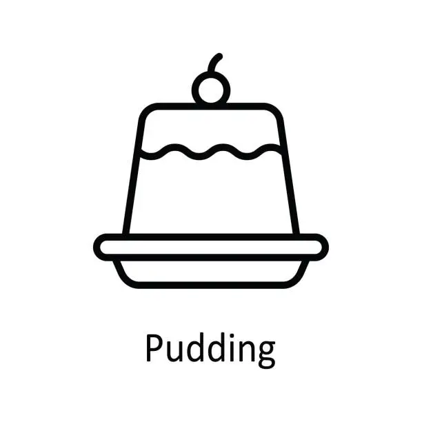 Vector illustration of Pudding Vector outline Icon Design illustration. Food and Drinks Symbol on White background EPS 10 File