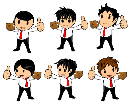 Cartoon of Business People Showing Thumbs Up,suitable for advertising in print and website purpose.