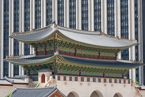Seoul, Korea - July 21st 2023, Its the Gwanghwamun Gate front of Gyeongbokgung Palace in Downtown Seoul Korea. 서울 광화문 경복궁