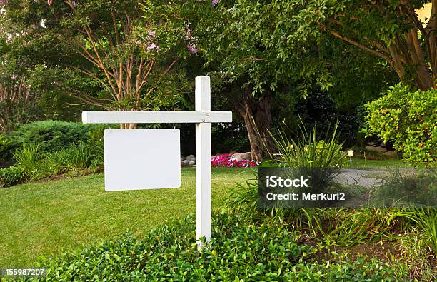 For Sale Sign In Yard Stock Photo - Download Image Now - Sign, Yard - Grounds, Blank