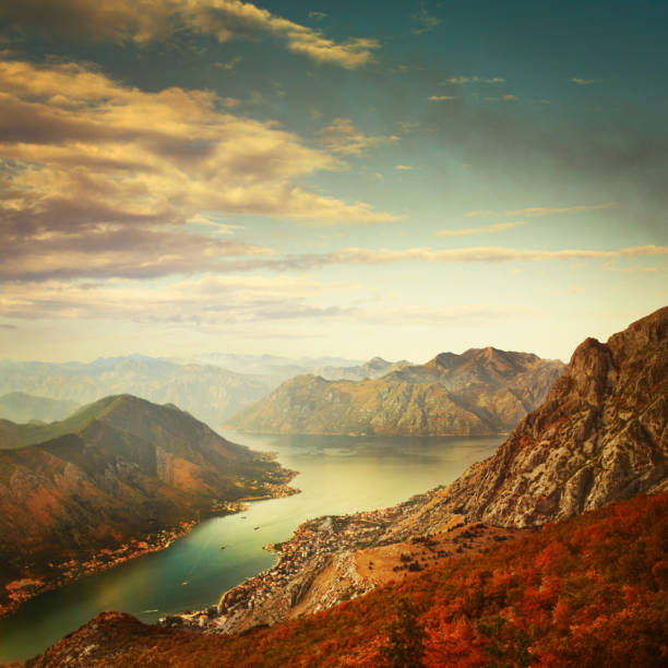 istock Panoramic view of mountains and bay 155991897
