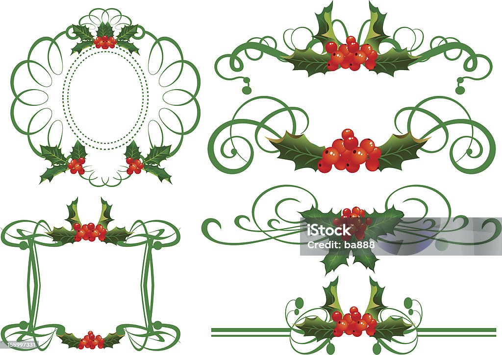 Color Holly Design Holly Design Elements Stock Illustration - Download Image Now - Berry ...