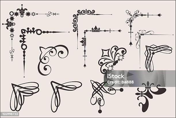Gli Elementi Di Design Set Calligrafia In Stile Barocco - Immagini vettoriali stock e altre immagini di Angolo retto