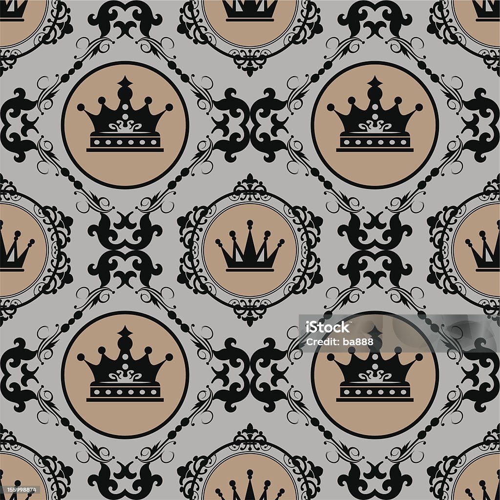 Decorativo carta da parati damascata per pareti. - arte vettoriale royalty-free di Corona reale
