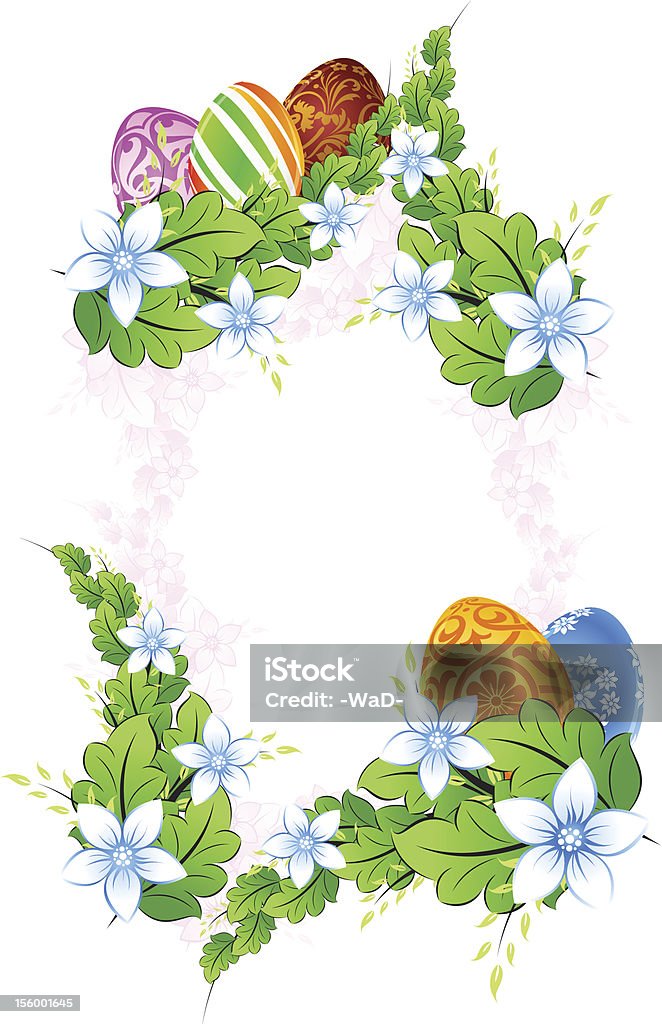 Flower Frame mit Ostern Eier - Lizenzfrei Bildhintergrund Vektorgrafik