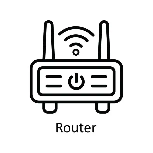 Vector illustration of Router Vector  outline Icon Design illustration. User interface Symbol on White background EPS 10 File