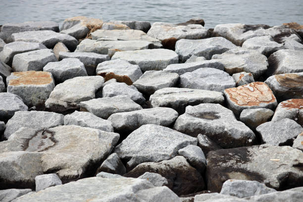 A breakwater embankment on the coast
