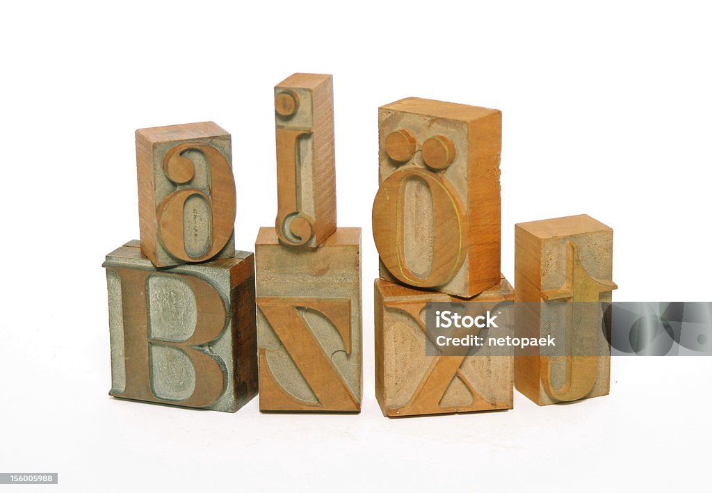 Old wooden letters Old wooden letters. Alphabet Stock Photo