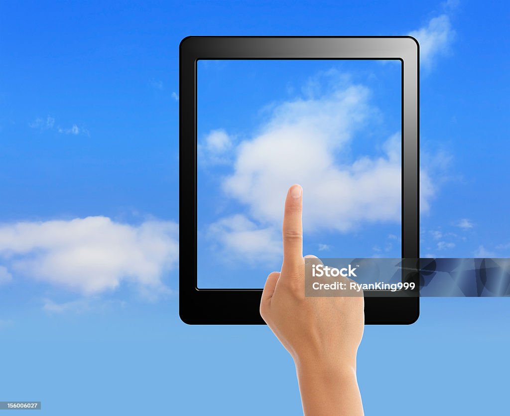 Computação em nuvem, conceito de toque pad - Foto de stock de Abstrato royalty-free