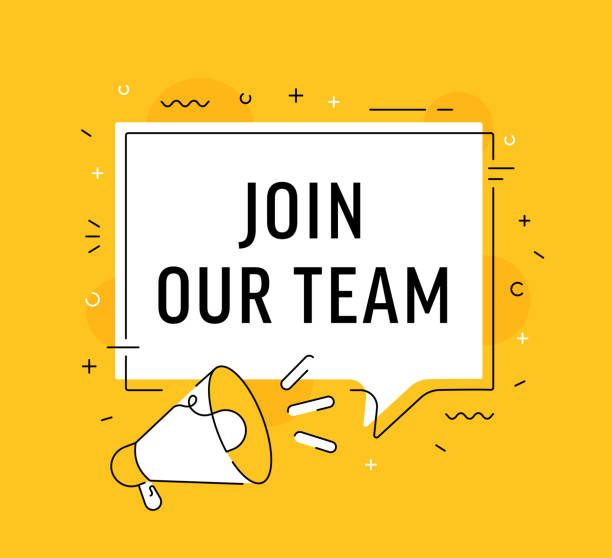 Join Our Team Recruitment Offer Web Banner Template Join Our Team Recruitment Offer Web Banner Template on Yellow background teamwork slogan stock illustrations