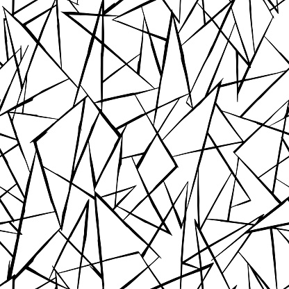 Geometric art lines pattern. Random chaotic lines abstract monochrome vector pattern illustration.
