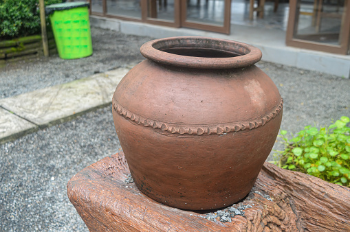 a jug made of clay. Indonesian traditional water place.
