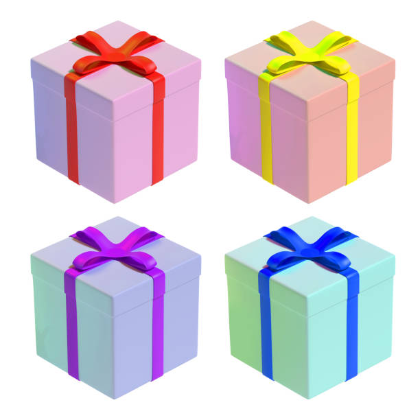 istock Color 3d gift boxes with bright ribbons. 1560112436