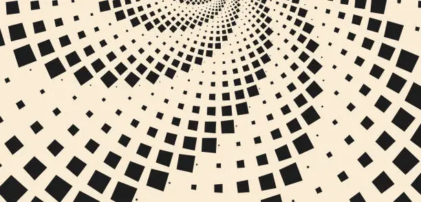 Vector illustration of Vintage retro monochrome background with swirl of geometric shapes on light background. Vector illustration