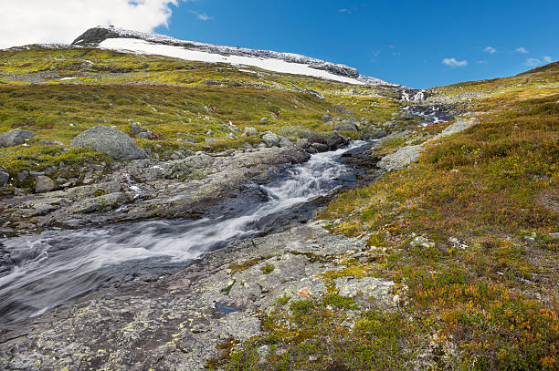 istock Hiking along small river in autumn colored high mountains 156019200