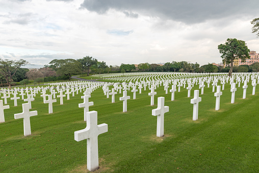 Manila, Philippines - February 3, 2018: The American Battle Monuments Commission. Manila American Cemetery and Memorial. Landscape. Philippines