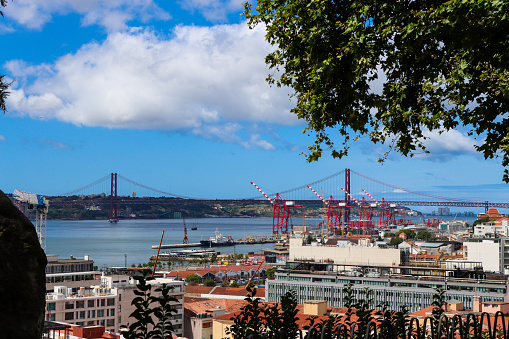 View in Lisbon with bridge