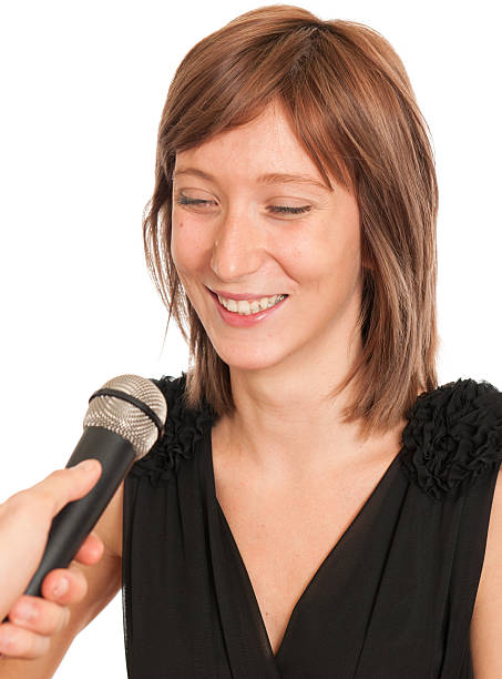 istock celebrity woman during an interview 156022591