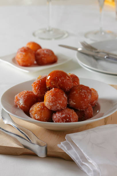 Traditional Spanish carnival fritters stock photo